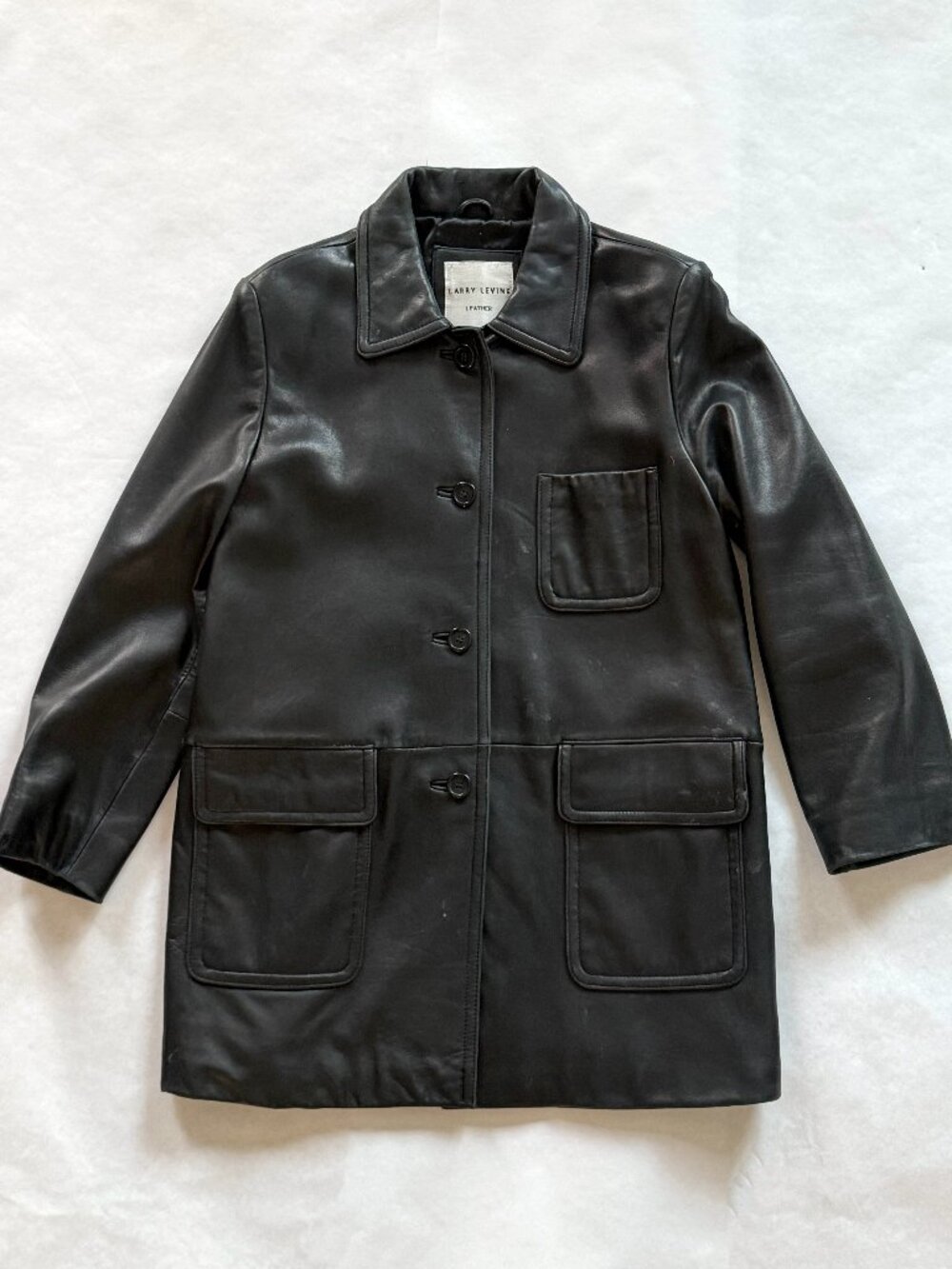 Larry Levine Men's Leather Car Coat